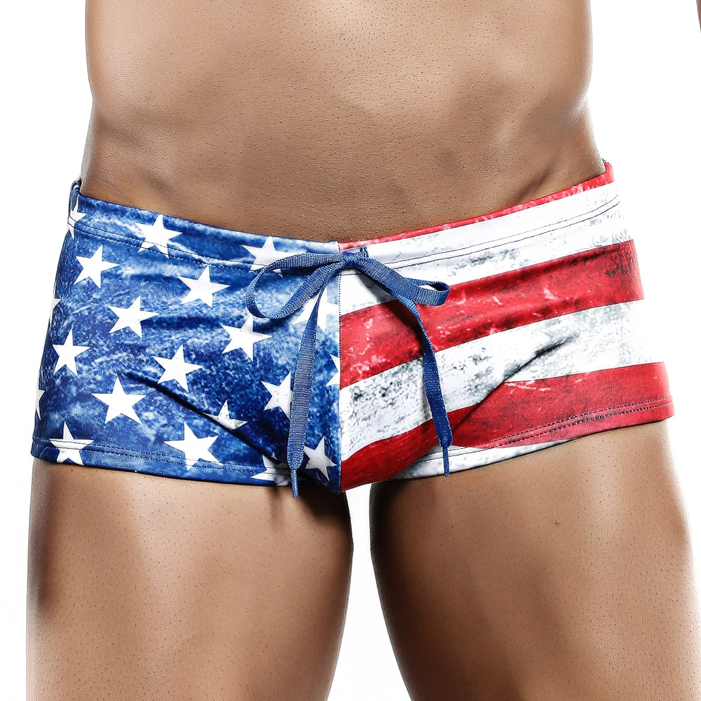 Mens Flag Underwear American Flag Printed Boxers and Thong G-string Briefs